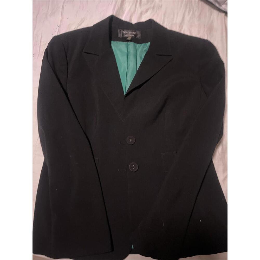 Signature By Larry Levine blazer Size 14 Black With Green Lining